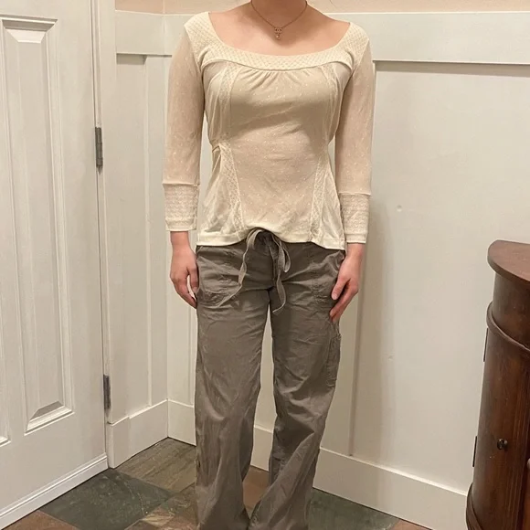 Sportmax Max Mara Vintage Y2K Pointelle Knit Cream Top tie blouse - Picture 2 of 10